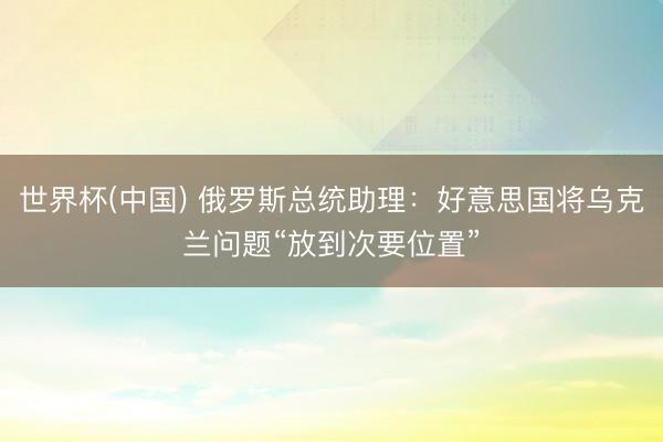 世界杯(中国) 俄罗斯总统助理：好意思国将乌克兰问题“放到次要位置”