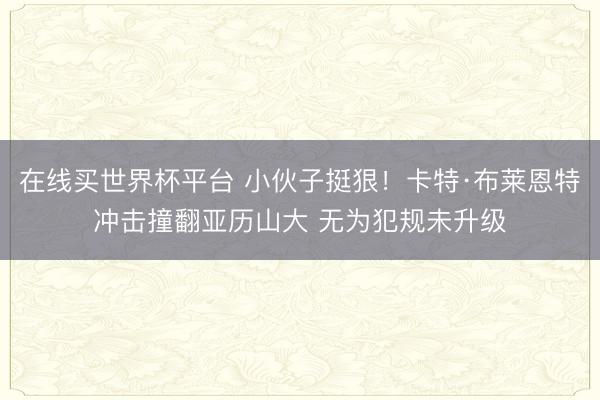 在线买世界杯平台 小伙子挺狠！卡特·布莱恩特冲击撞翻亚历山大 无为犯规未升级