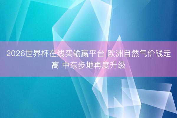 2026世界杯在线买输赢平台 欧洲自然气价钱走高 中东步地再度升级