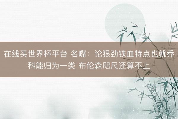 在线买世界杯平台 名嘴:论狠劲铁血特点也就乔科能归为一类 布伦森咫尺还算不上
