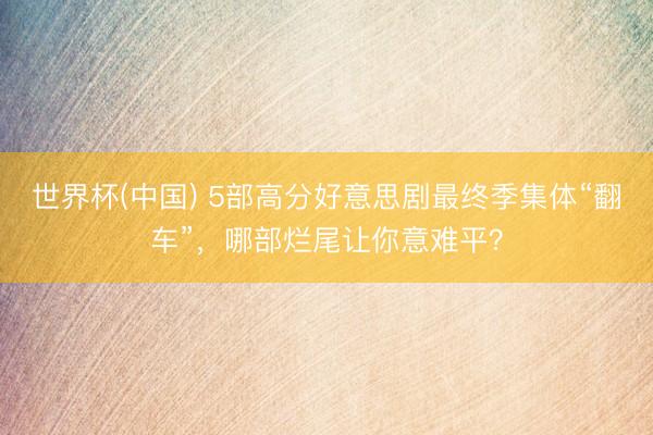 世界杯(中国) 5部高分好意思剧最终季集体“翻车”，哪部烂尾让你意难平？