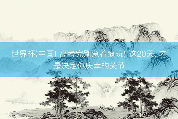 世界杯(中国) 高考完別急着疯玩! 这20天, 才是决定你庆幸的关节