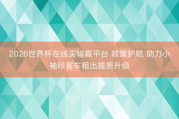 2026世界杯在线买输赢平台 政策护航 助力小袖珍客车租出提质升级