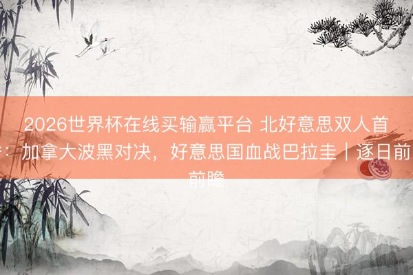2026世界杯在线买输赢平台 北好意思双人首秀:加拿大波黑对决,好意思国血战巴拉圭|逐日前瞻