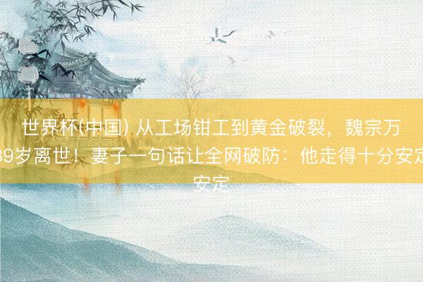 世界杯(中国) 从工场钳工到黄金破裂,魏宗万89岁离世!妻子一句话让全网破防:他走得十分安定