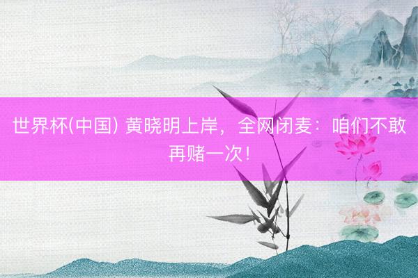世界杯(中国) 黄晓明上岸，全网闭麦：咱们不敢再赌一次！