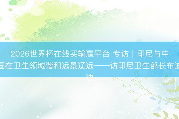 2026世界杯在线买输赢平台 专访|印尼与中国在卫生领域谐和远景辽远——访印尼卫生部长布迪