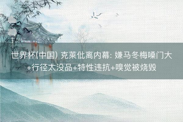 世界杯(中国) 克莱仳离内幕: 嫌马冬梅嗓门大+行径太没品+特性违抗+嗅觉被烧毁